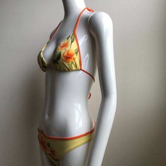 Billabong surf yellow & orange floral low rise surf bikini set - Picture 5 of 9